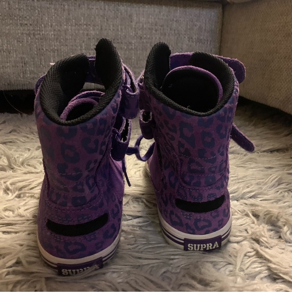 Supra Kids Leopard Print Purple Sneakers - Picture 1 of 4